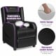 Gaming recliner chair in purple with adjustable backrest, waterproof leather, and electric massage lumbar support.