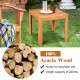 Wooden square patio coffee bistro table made of 100% acacia wood, waterproof finish, ideal for outdoor and indoor use.