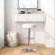 White adjustable round PU leather swivel barstool with chrome footrest, perfect for kitchen or bar seating.