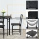 5-piece wood dining table set featuring a sturdy iron frame, round corners for safety, and comfortable backrests.