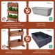 3-tier raised garden bed made of solid wood, featuring adjustable shelves and drainage holes for efficient water flow.