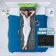 Foldable massage mat with heat and 10 vibration motors, featuring adjustable secure strap for versatile use on bed or.