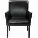 Modern black PU leather executive arm chair with ergonomic design and sturdy wood legs for comfortable seating.