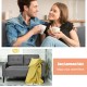 Cozy gray loveseat sofa with soft cushions and solid rubber wood legs, perfect for modern living room relaxation.