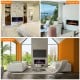 Recessed 50-inch electric fireplace in a modern living room, featuring 12 flame colors and remote control for.