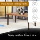 Rectangular acacia wood dining table with steel legs, featuring a waterproof surface and 2" umbrella hole for outdoor.