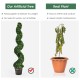 Artificial spiral boxwood topiary in a golden pot, UV and water resistant, perfect for indoor and outdoor decor.