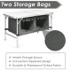 Height adjustable gray folding camping table with two storage bags, made of durable waterproof Oxford fabric.