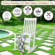 White high back rocking chair made of acacia wood, perfect for indoor and outdoor use, featuring a contoured slatted.