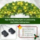 Close-up of the 48-inch pre-lit cordless artificial Christmas wreath showcasing 714 lush branch tips and warm LED.