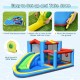 Inflatable kids water slide bounce castle with 480W blower, featuring bright colors and safety mesh walls for outdoor.