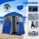 Double-room camping toilet tent in blue, made of waterproof polyester, featuring sturdy steel frame and mesh design for.
