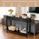Black console table with 2 drawers, spacious tabletop, and open shelf for stylish entryway or living room storage.