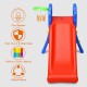 Kids plastic folding slide with basketball hoop, durable HDPE material, non-toxic, perfect for indoor play and physical.