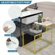 2-tier end side table with metal frame, marble patterns, adjustable foot pads, ideal for living room or bedside use.
