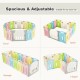 Foldable 14-panel baby playpen in multicolor, adjustable shapes for safe play, made from durable HDPE material.