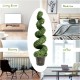 4 feet artificial boxwood spiral tree with green leaves, perfect for indoor and outdoor decoration, lightweight and.