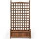 Free standing wood planter box with trellis, made of solid wood, ideal for outdoor gardens and balconies.
