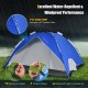 4-person blue instant pop-up camping tent made of waterproof 190T polyester, featuring excellent sun protection and.