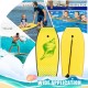 Super lightweight yellow bodyboard with crescent tail, ideal for beach, pool, and ocean water sports.