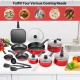 17-piece hard anodized nonstick cookware set in red, including pots, pans, and utensils for versatile cooking needs.