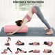 Yoga bolster pillow in pink with a soft suede cover, perfect for supporting various yoga poses at home or on the go.
