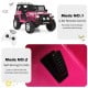 12V pink kids electric ride-on truck with remote control, operational lever, and spring suspension for smooth rides.