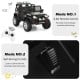 12V kids electric ride-on truck in black with remote control, operational lever, and safety features for fun outdoor.