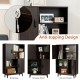 Espresso sideboard storage cabinet with 4 open shelves and doors, ideal as a bookcase or room divider for versatile use.