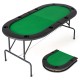 Foldable poker table for 8 players with green felt surface, padded armrests, and built-in cup holders for easy.