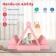 Kids play couch foam building fort set in pink, featuring 8 modular pieces for creative play and safe lounging.