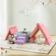 Colorful 8-piece kids play couch foam building fort set in pink with suede cover, perfect for imaginative play and.