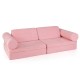 Modular pink kids play couch set with suede cover, designed for versatile configurations and comfortable play.