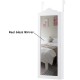 Full-size wall-mounted mirrored jewelry armoire with real glass, featuring organized storage for earrings, necklaces.