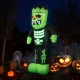 8.4 feet tall inflatable Frankenstein decoration with glowing red eyes and illuminated rib cage, perfect for Halloween.