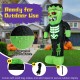 8.4 feet tall inflatable Frankenstein decoration with glowing eyes, waterproof fabric, and secure outdoor display.