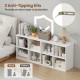 8-cube white bookshelf with anti-tipping kits, featuring storage cubes and a wide countertop for organized display.
