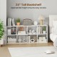 24" tall white bookshelf with 8 storage cubes, ideal for organizing books and decor in living rooms or bedrooms.