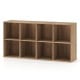 8-cube bookcase in natural finish, featuring spacious compartments for organized storage and two anti-tipping kits.