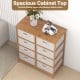 8-drawer dresser with removable fabric bins in beige, featuring a spacious top for display and a sturdy bamboo frame.