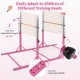 Pink 8 FT double horizontal bars showcasing the sturdy metal frame and triangular base for enhanced stability during.