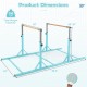 8 FT double horizontal bars in green with adjustable heights and widths, ideal for gymnastics training at home or.