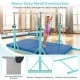 Double horizontal bars in green with heavy-duty metal construction, adjustable heights for kids' gymnastics training.