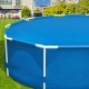 Round 8-foot solar pool cover made of durable PE material, designed to retain heat and reduce debris for swimming pools.