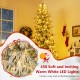 8-foot snow-flocked artificial Christmas tree with 450 warm white LED lights, creating a cozy holiday ambiance.