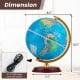 8-inch illuminated world globe lamp with a wooden stand, featuring clear HD map details and a USB power cord for easy.