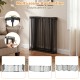 8-panel adjustable baby gate in black, featuring a 90° auto-close door and 270° rotatable joints for versatile safety.