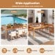 Rectangular acacia wood dining table for 8 with umbrella hole, suitable for indoor dining or outdoor patio use.
