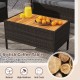 Stylish coffee table with acacia wood tabletop and PE rattan base, perfect for outdoor patio use.