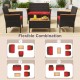 8-piece patio wicker sofa set featuring 4 rattan chairs, 2 loveseats, and 2 tables with red cushions for outdoor.